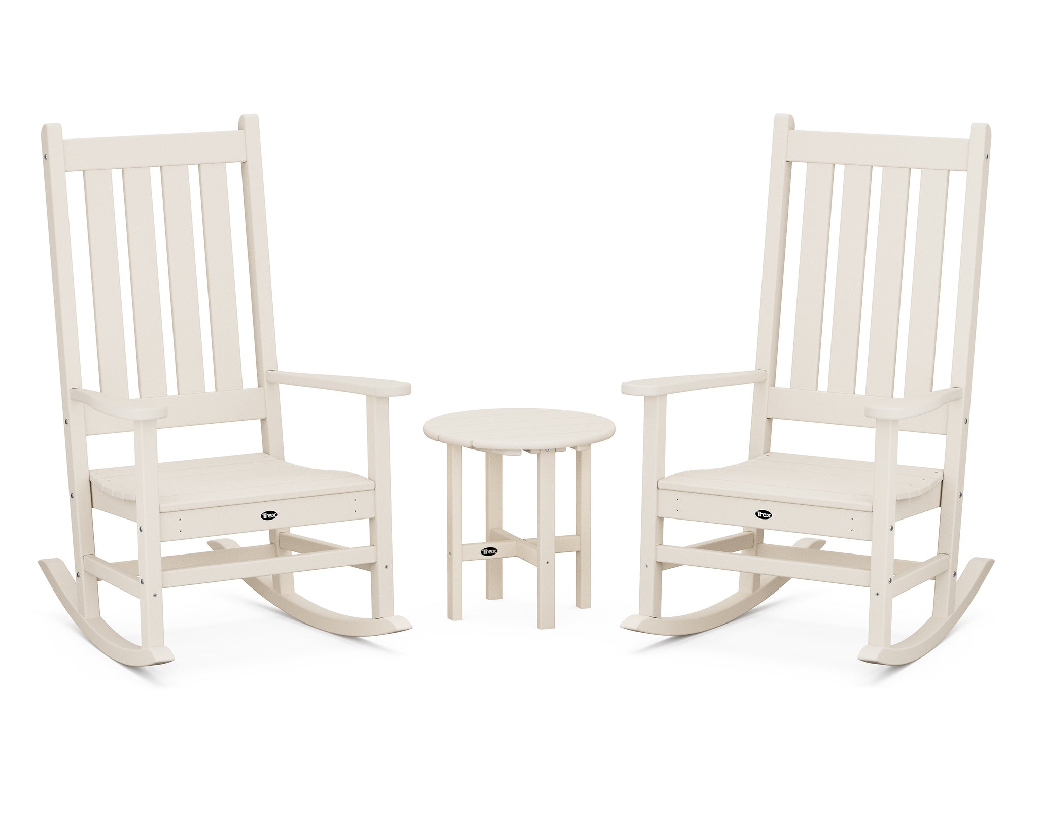 Cape Cod 3-Piece Porch Rocking Chair Set with Cape Cod Round 18" Side Table