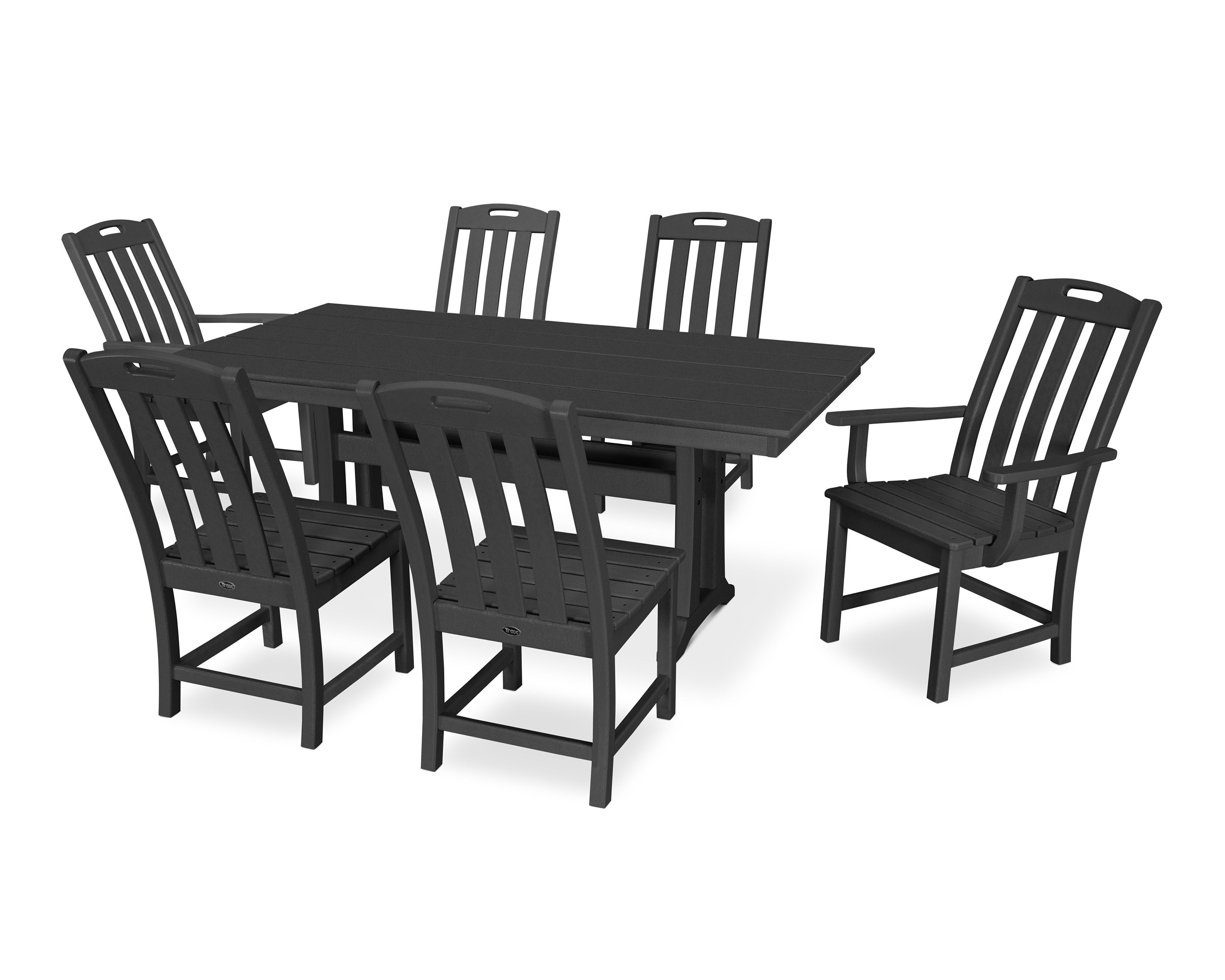 Yacht Club 7-Piece Farmhouse Trestle Dining Set