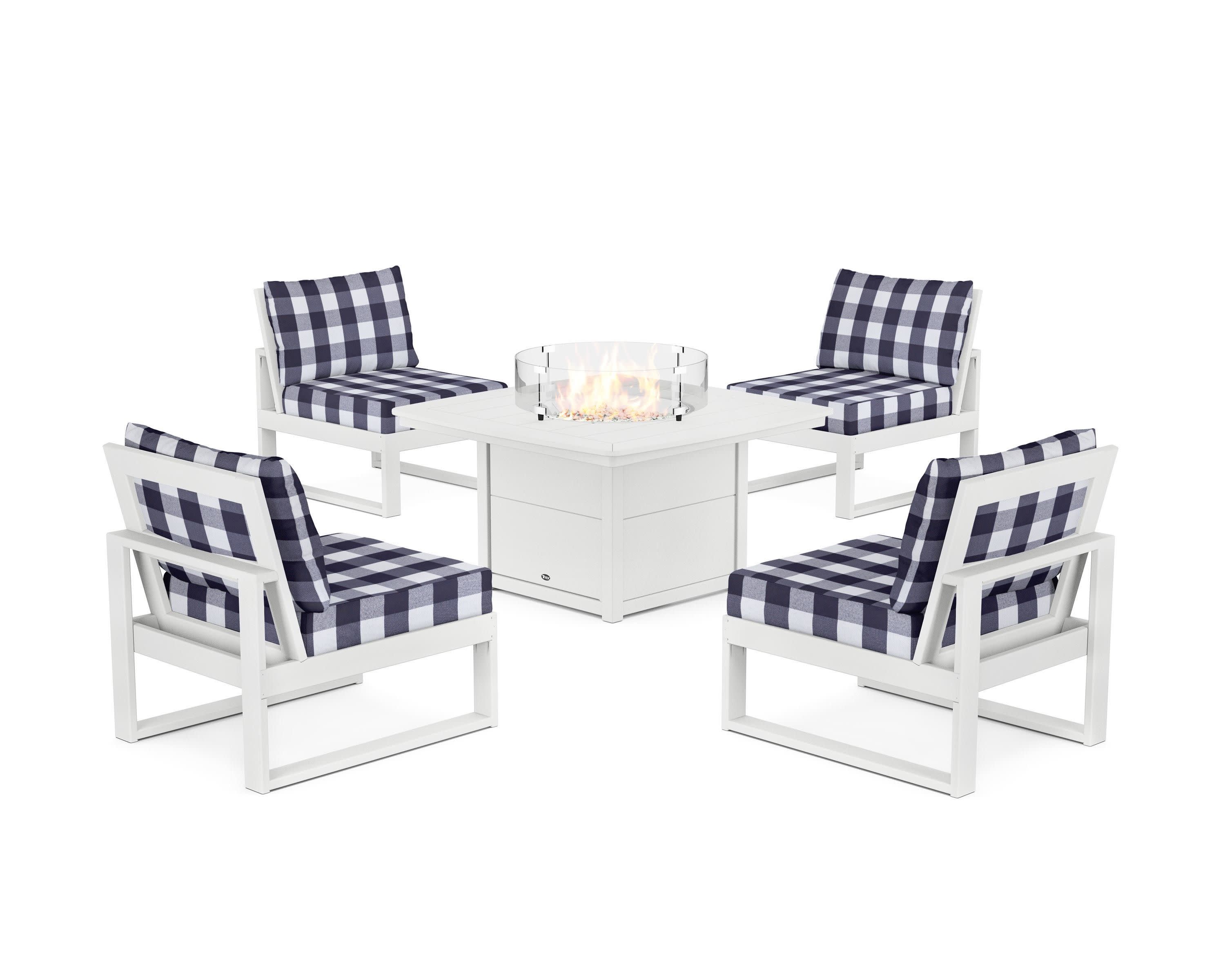 Yacht Club 5-Piece Deep Seating Set with Fire Pit Table - Thumbnail 4