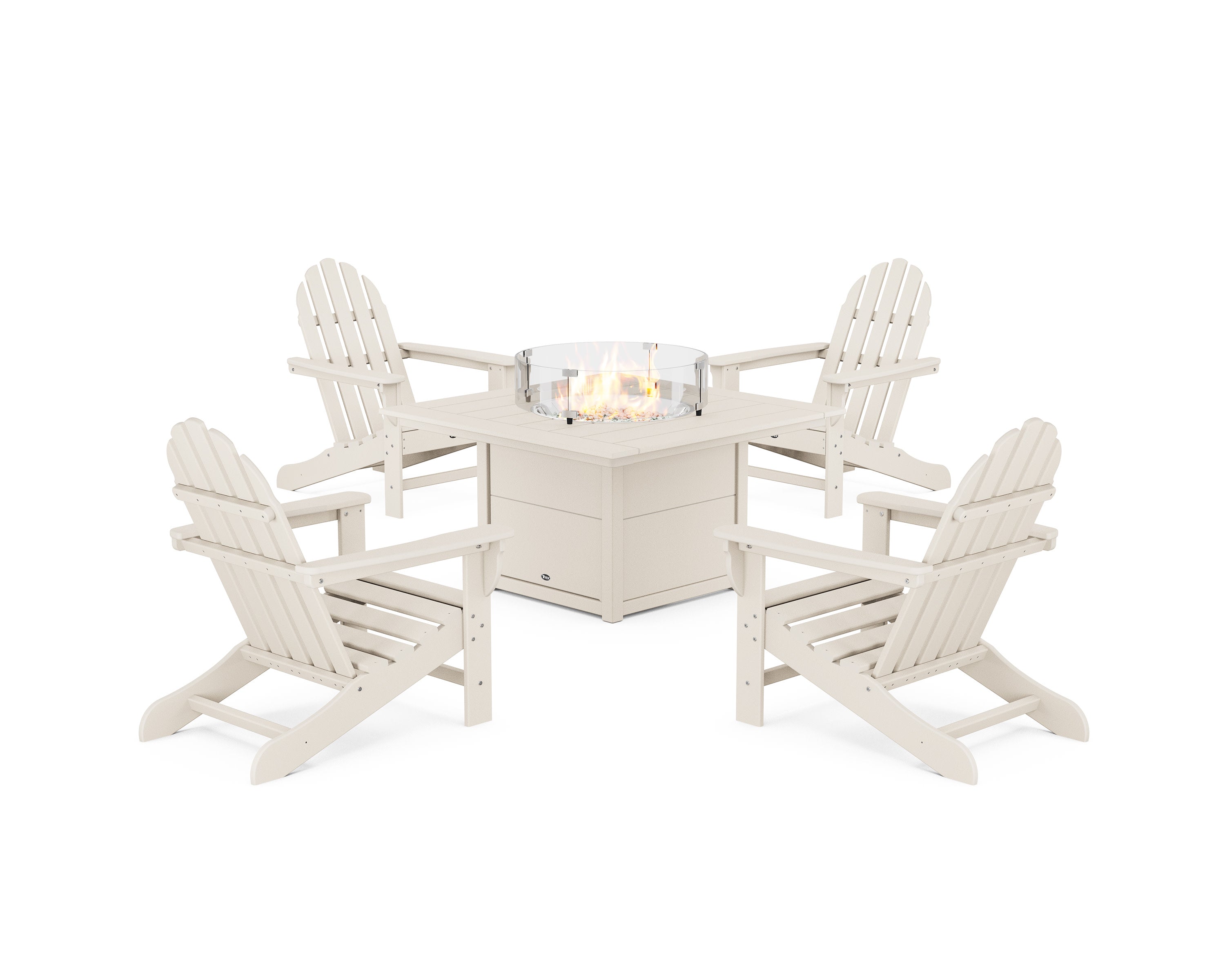 Cape Cod Adirondack 5-Piece Set with Square Fire Pit Table