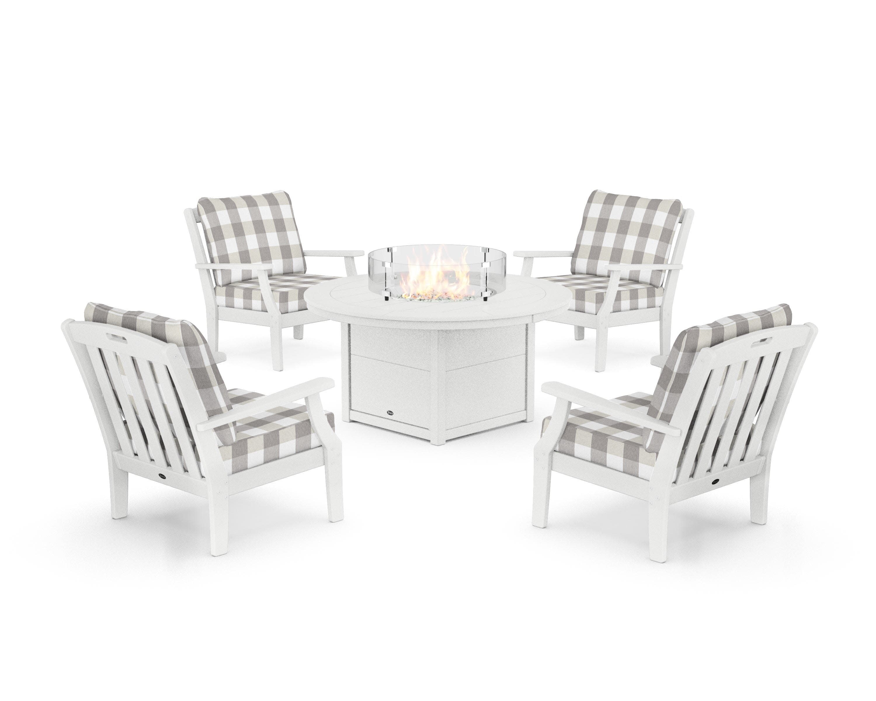 Yacht Club 5-Piece Deep Seating Set with Square Fire Pit Table - Thumbnail 2