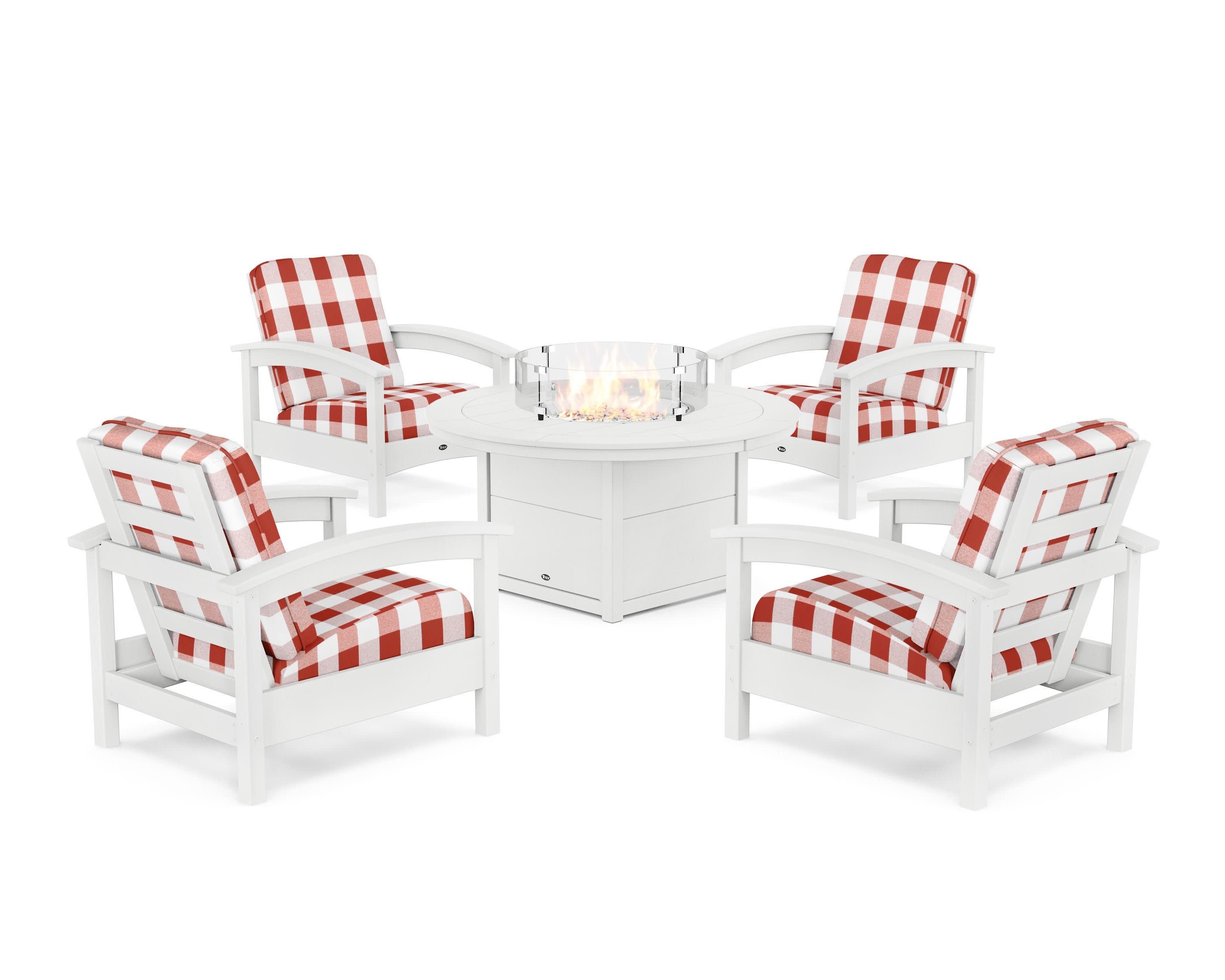 Rockport 5-Piece Deep Seating Set with Round Fire Pit Table