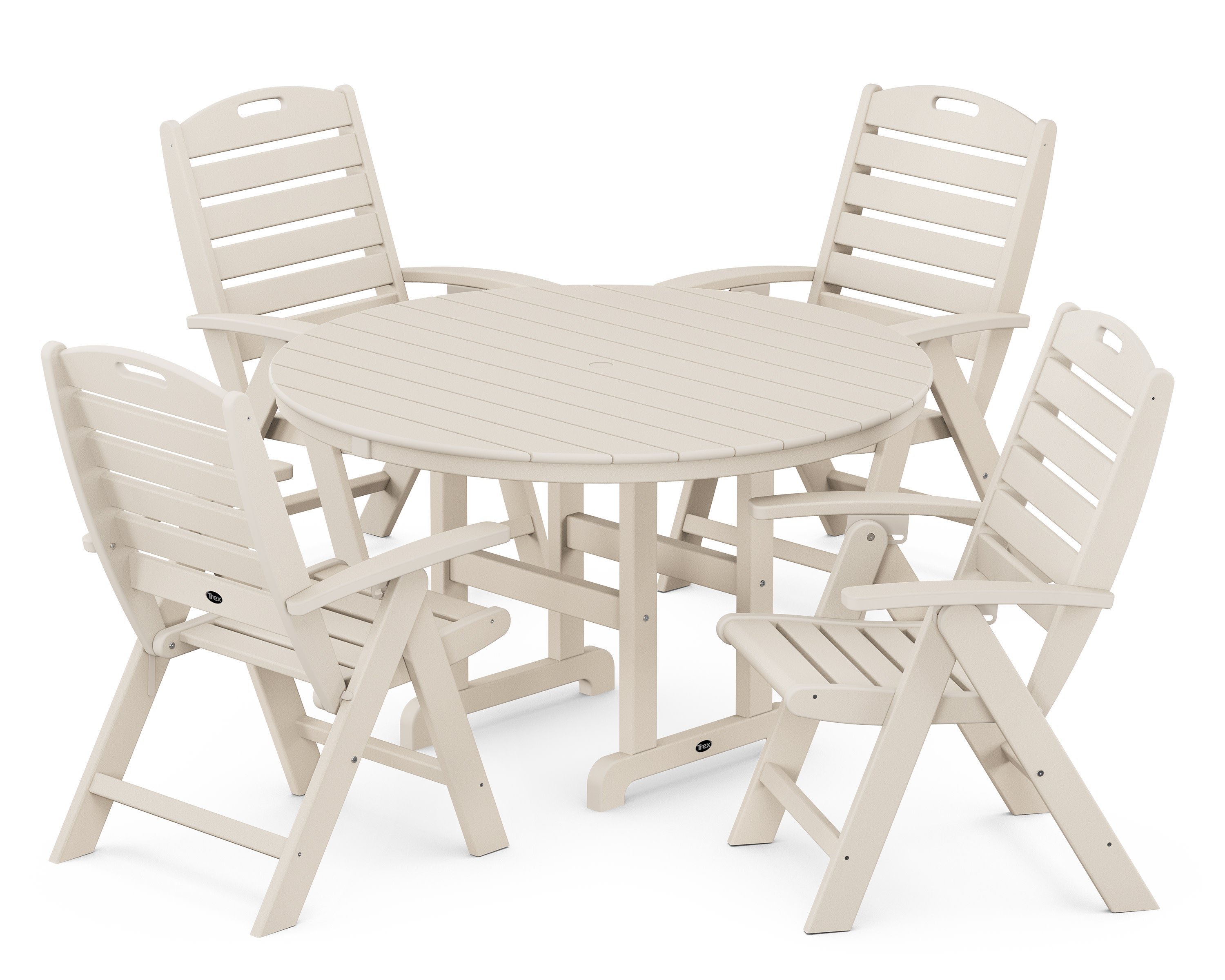 Yacht Club Highback 5-Piece Round Dining Set