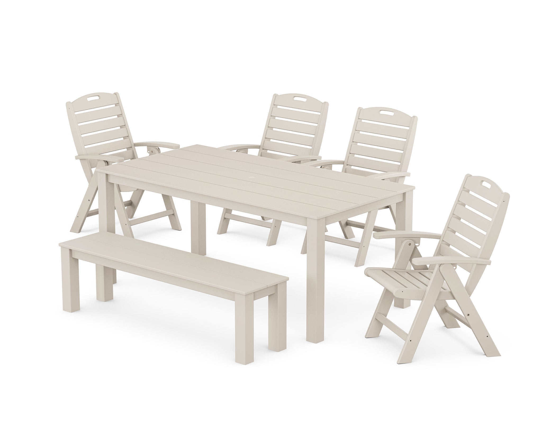 Yacht Club Highback Chair 6-Piece Parsons Dining Set with Bench