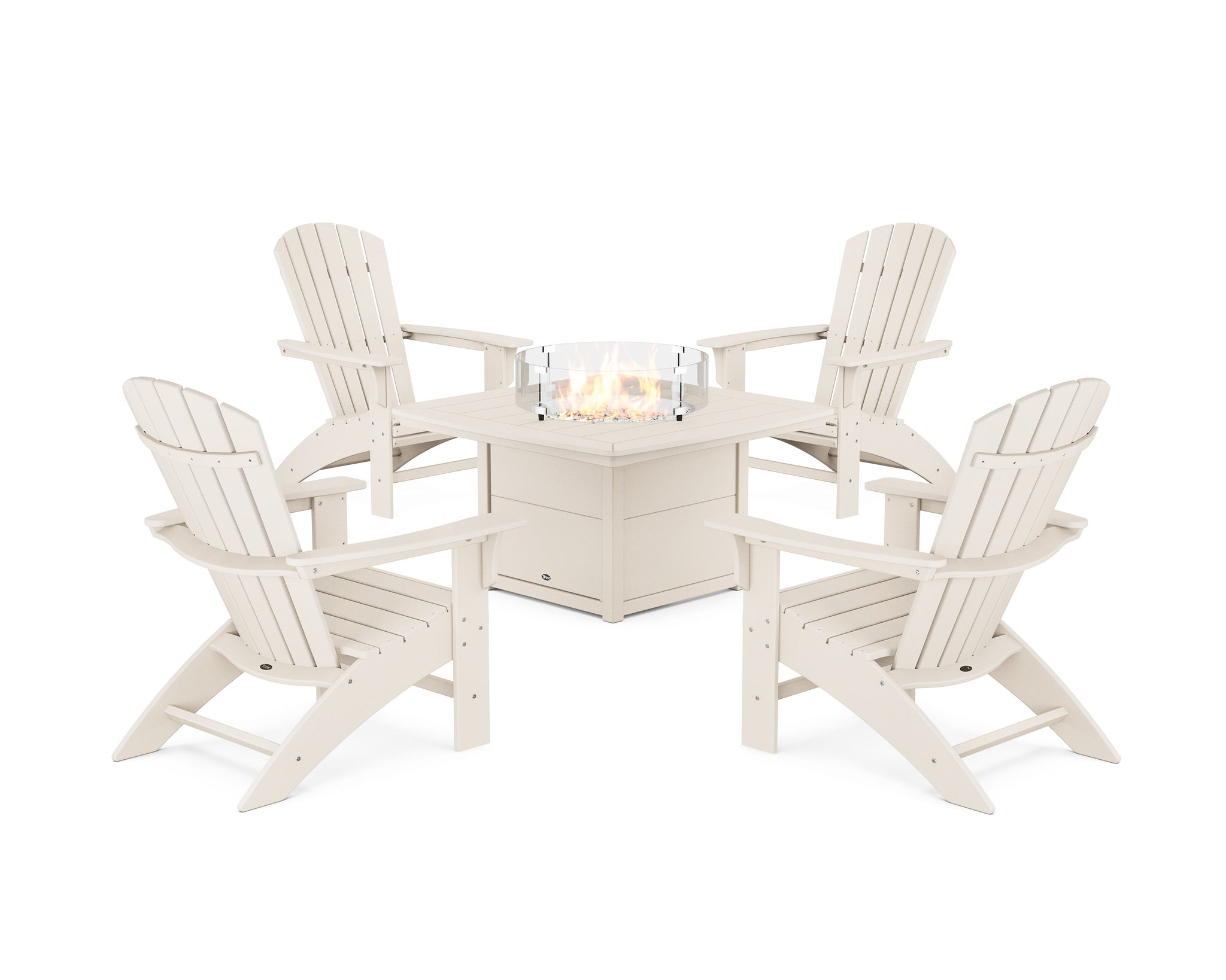 Yacht Club Adirondack 5-Piece Set with Fire Pit Table