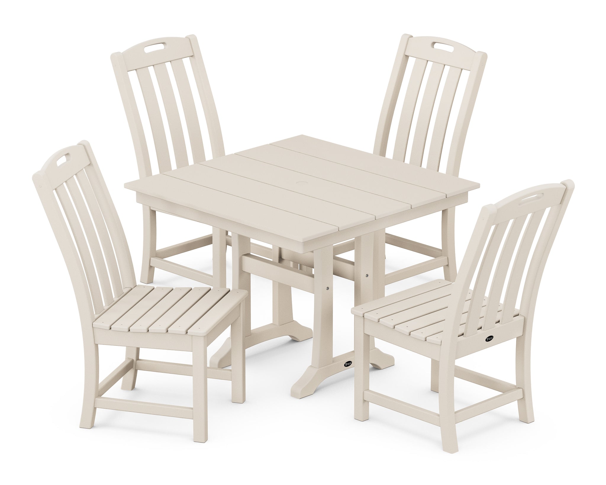 Yacht Club 5-Piece Farmhouse Trestle Side Chair Dining Set