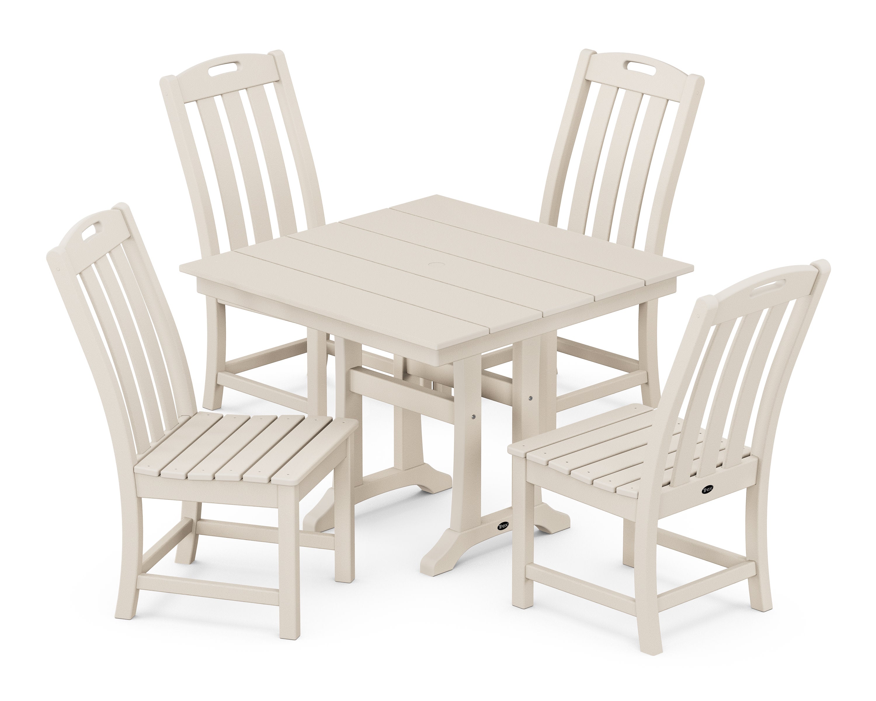 Yacht Club 5-Piece Farmhouse Trestle Side Chair Dining Set