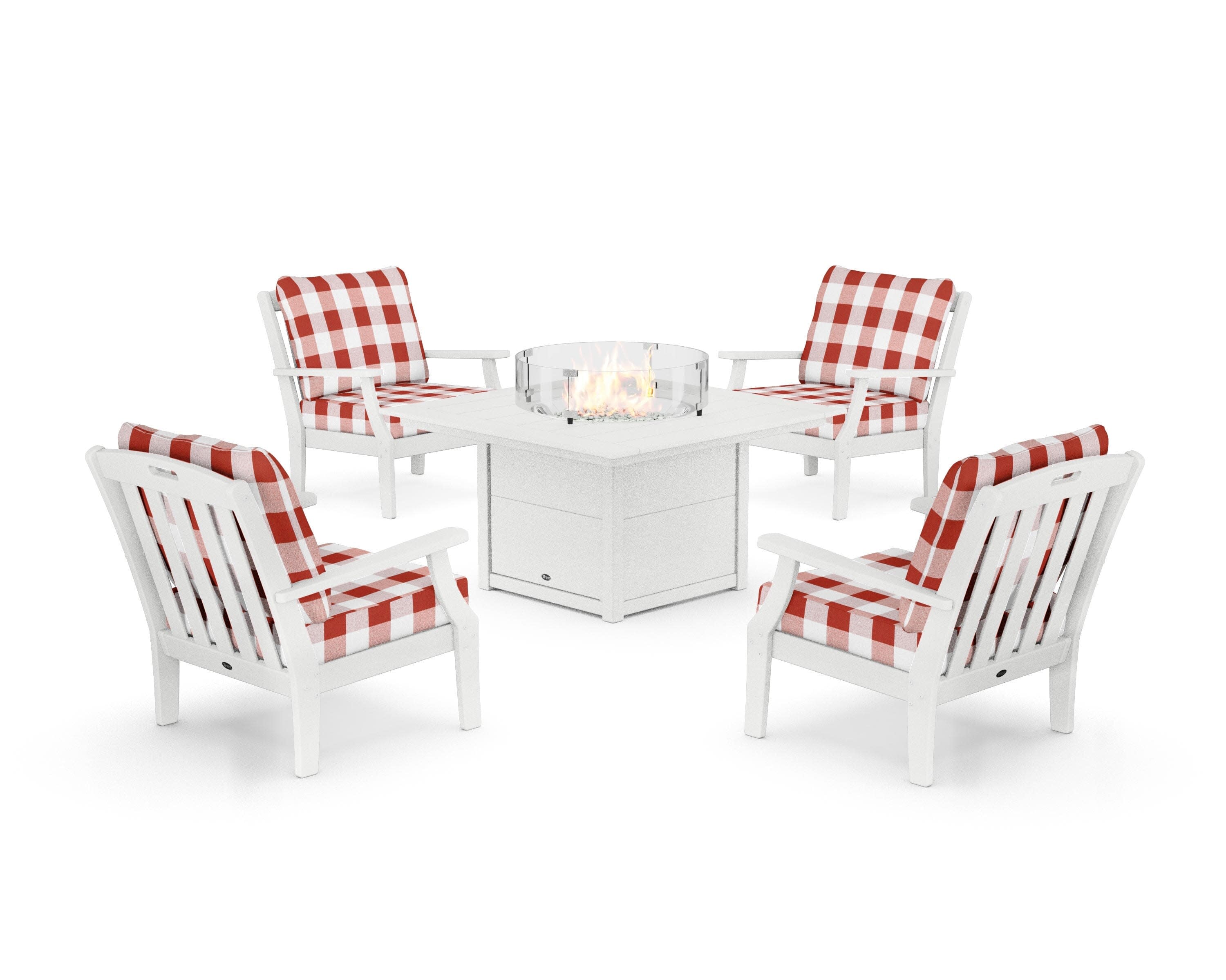 Yacht Club 5-Piece Deep Seating Set with Fire Pit Table - Thumbnail 2