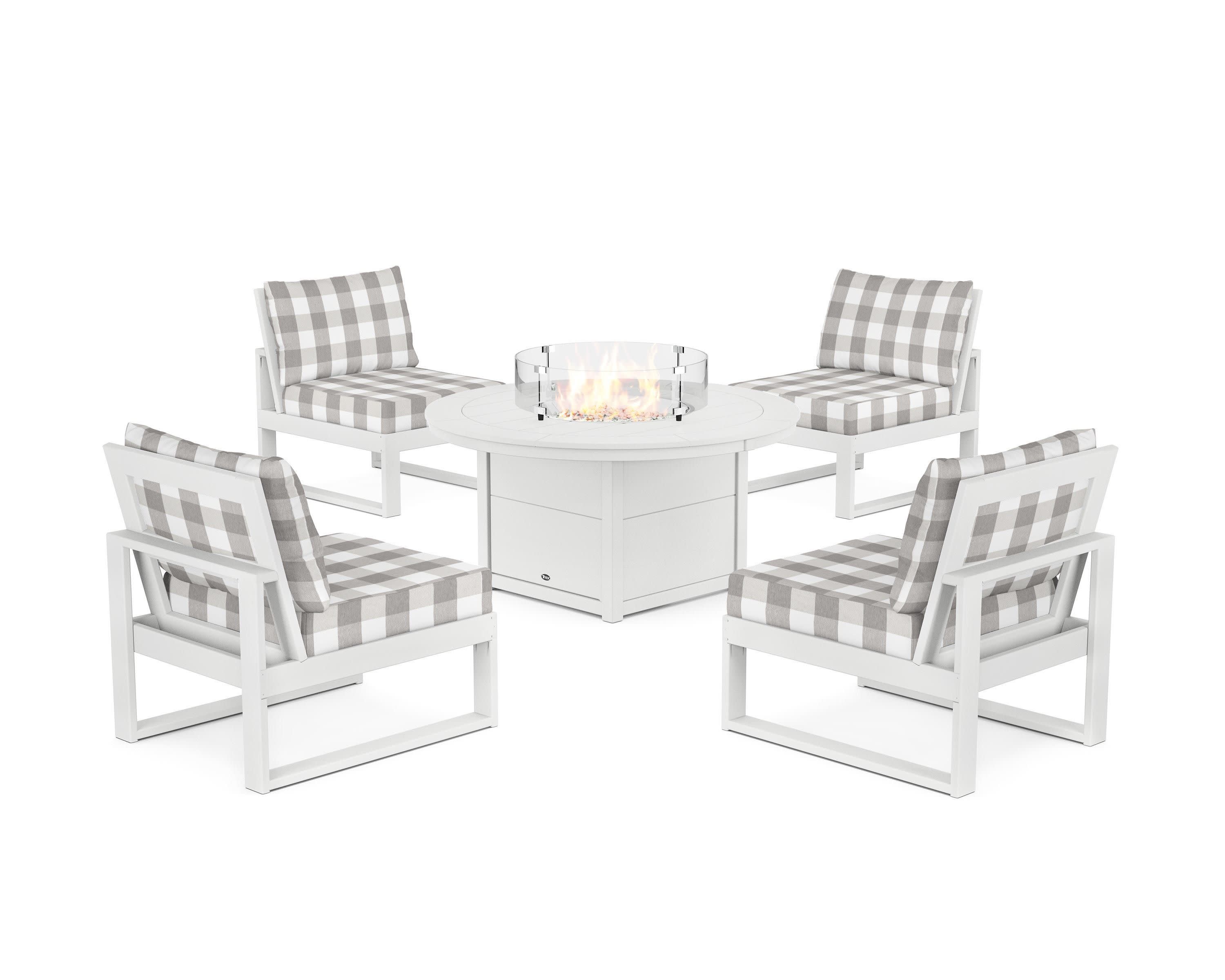 Eastport Modular 5-Piece Deep Seating Set with Square Fire Pit Table