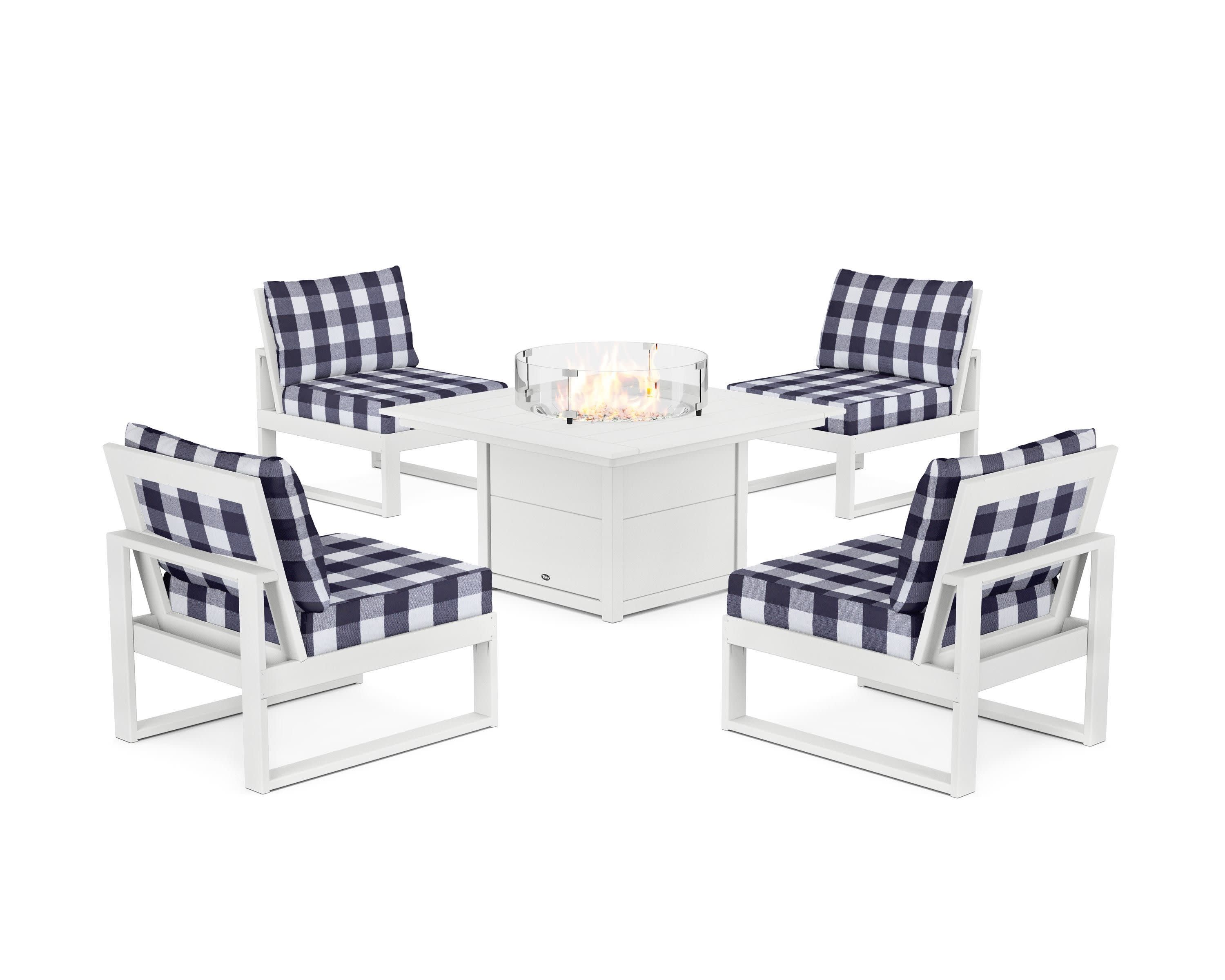 Eastport Modular 5-Piece Deep Seating Set with Square Fire Pit Table - Thumbnail 4